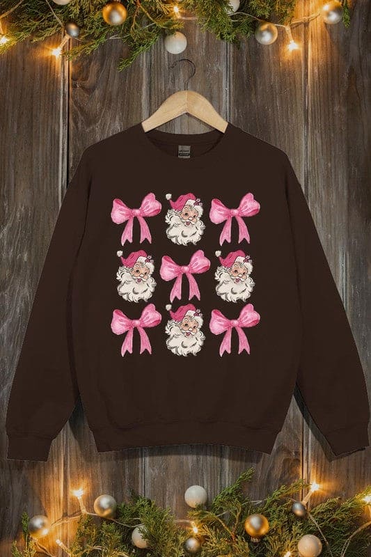 Coquette Pink Christmas Graphic Fleece Sweatshirts