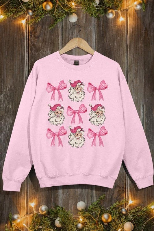 Coquette Pink Christmas Graphic Fleece Sweatshirts