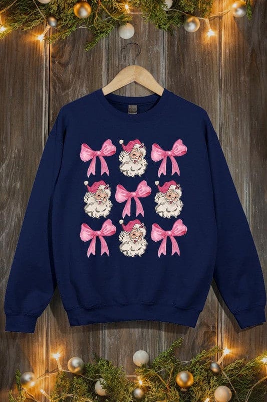 Coquette Pink Christmas Graphic Fleece Sweatshirts