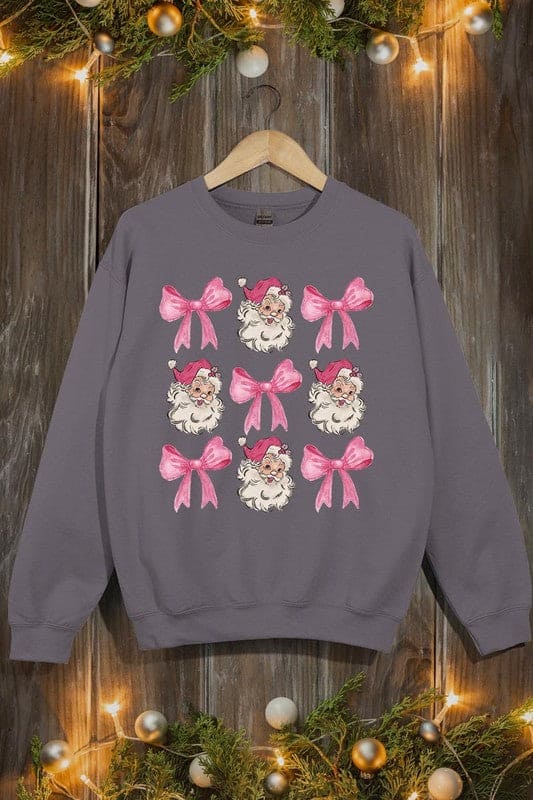 Coquette Pink Christmas Graphic Fleece Sweatshirts