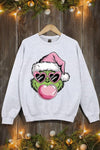 Pink Blowing Bubble Grinch Graphic Sweatshirts