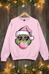 Pink Blowing Bubble Grinch Graphic Sweatshirts