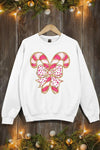 Faux Glitter Coquette CandyCane Graphic Sweatshirt