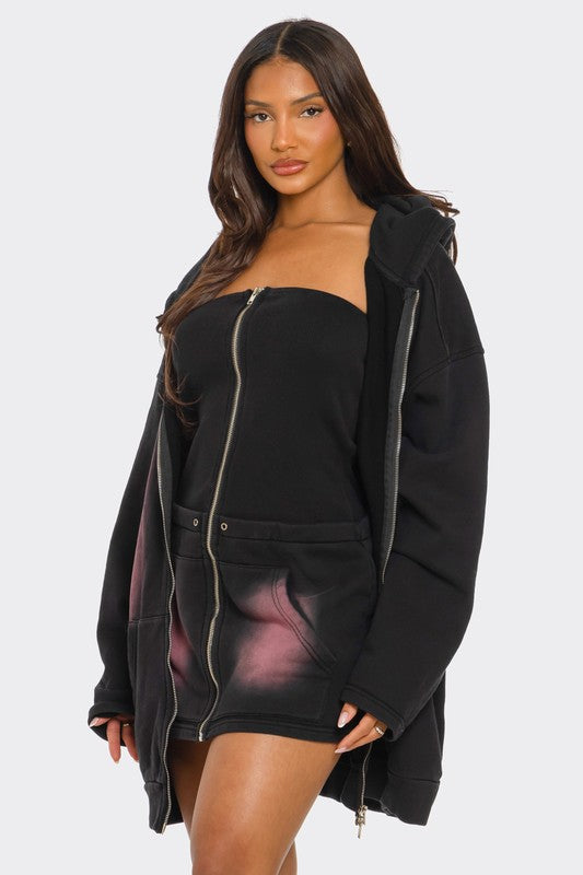 Oversized Ombre Hoodie and Dress Set