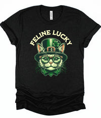 Feline Lucky Graphic Crew Neck Tee