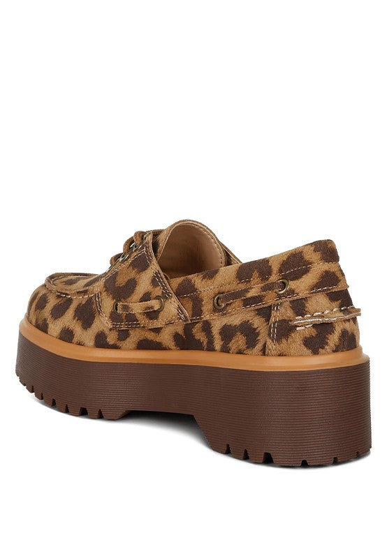 Onglur Leopard Real Suede Leather Oxford Loafers