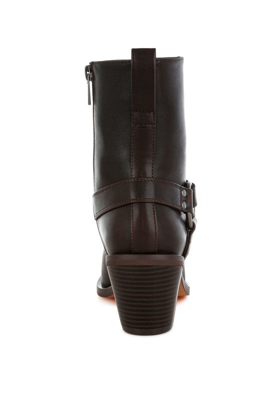 Baccata Elevated Harness Detail Ankle Boots