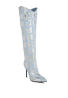 Sharmin Checkered Sequin Knee High Boots