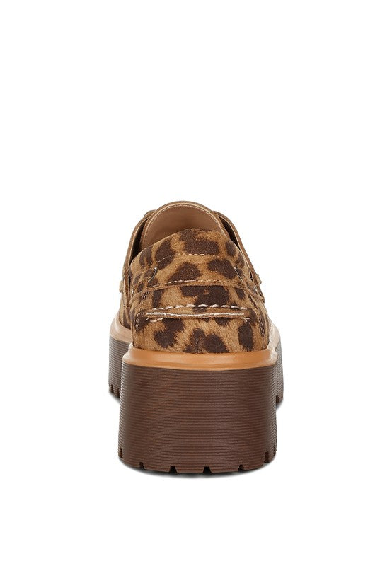 Onglur Leopard Real Suede Leather Oxford Loafers