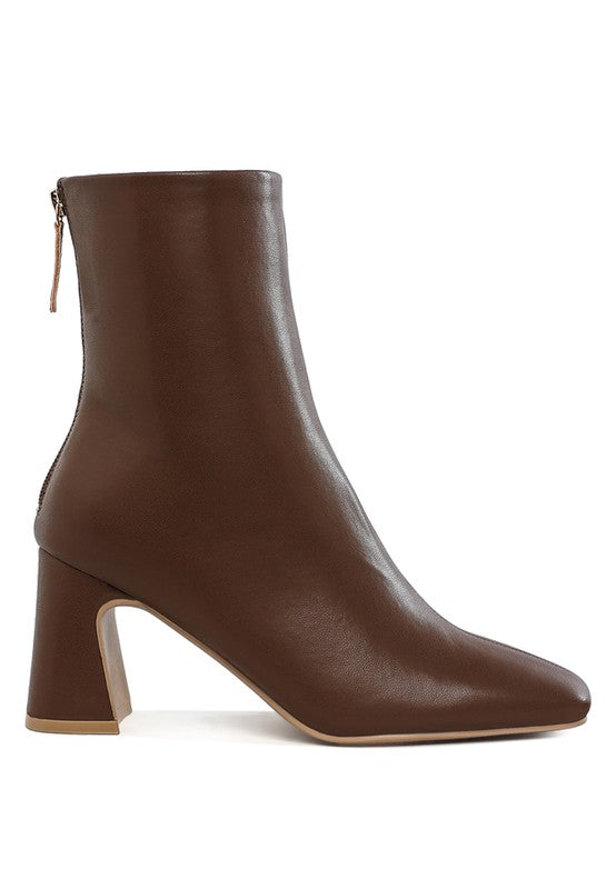 Neapolitan Faux Leather Square Toe Ankle Boots