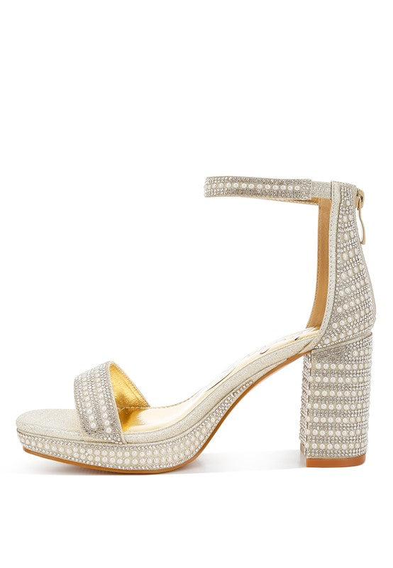 Mejuri Rhinestones And Pearl Embellished Sandals