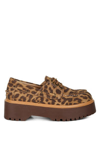 Onglur Leopard Real Suede Leather Oxford Loafers