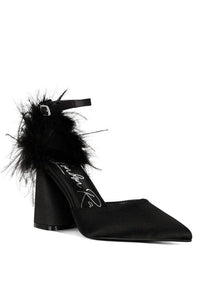 Palmetta Fur Detail Block Heel Sandals