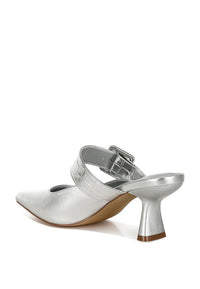 Bismi Large Buckle Kitten Heel Mules