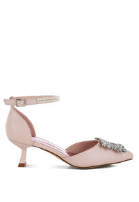 Onkana Diamante Brooch Kitten Heel Sandals