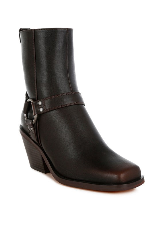 Baccata Elevated Harness Detail Ankle Boots