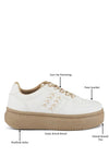 Monigue Faux Leather Cross Stitch Detail Sneakers