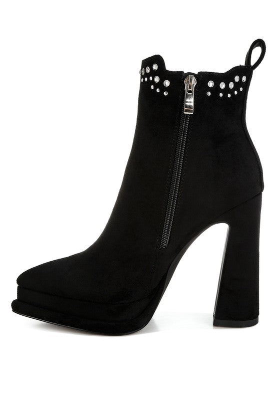 Dalton Studs Embellished High Ankle Boots