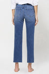 Distressed High Rise Ankle Relaxed Straight Jeans