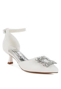 Onkana Diamante Brooch Kitten Heel Sandals