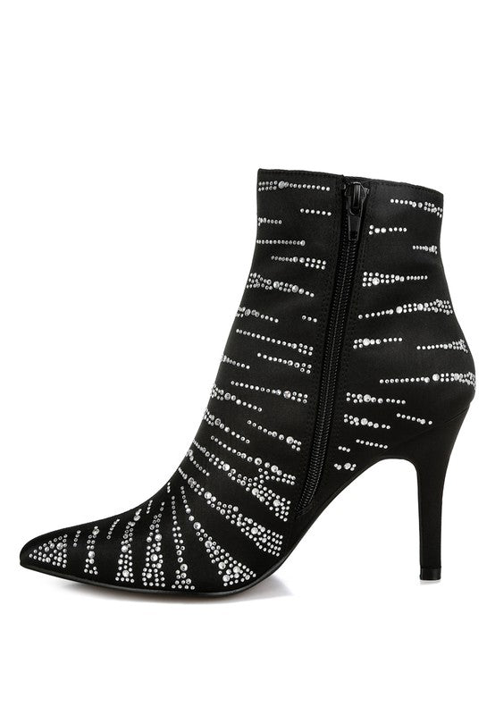 Toget Satin Rhinestone Ankle Party Boots