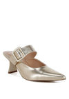 Bismi Large Buckle Kitten Heel Mules