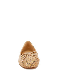 Apollon Bow Detail Foil Print Suede Ballerinas