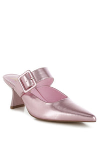 Bismi Large Buckle Kitten Heel Mules