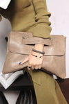 Oatmeal PU Leather Large Capacity Shoulder Bag