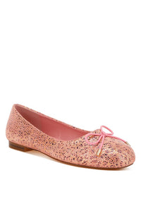 Apollon Bow Detail Foil Print Suede Ballerinas