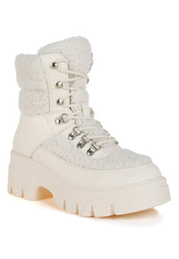 Wellerman Faux Fur Detail Chunky Hiker Boots