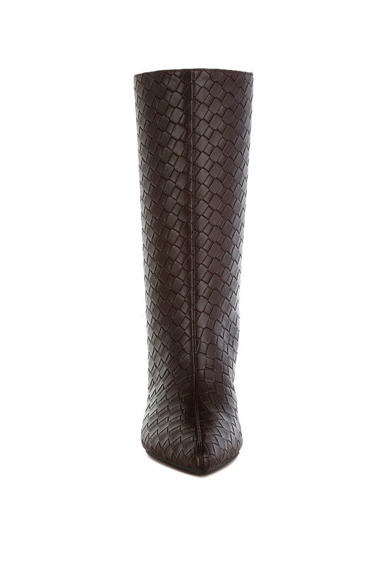 Mentha Woven Faux Leather Boots