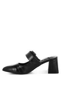 Pinacola Croco Buckle Strap Detail Mules