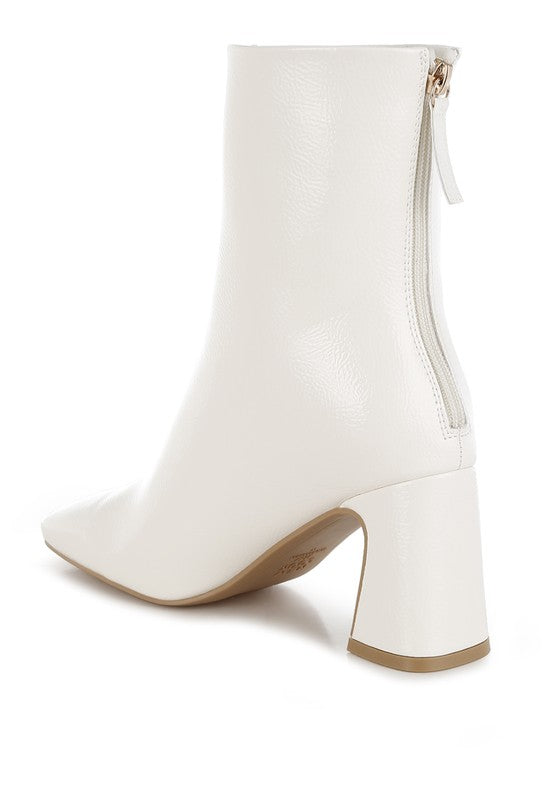 Kostaka Patent Square Toe Ankle Boots