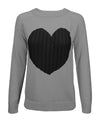 Love Heart Jacquard Round Neck Pullover Sweater