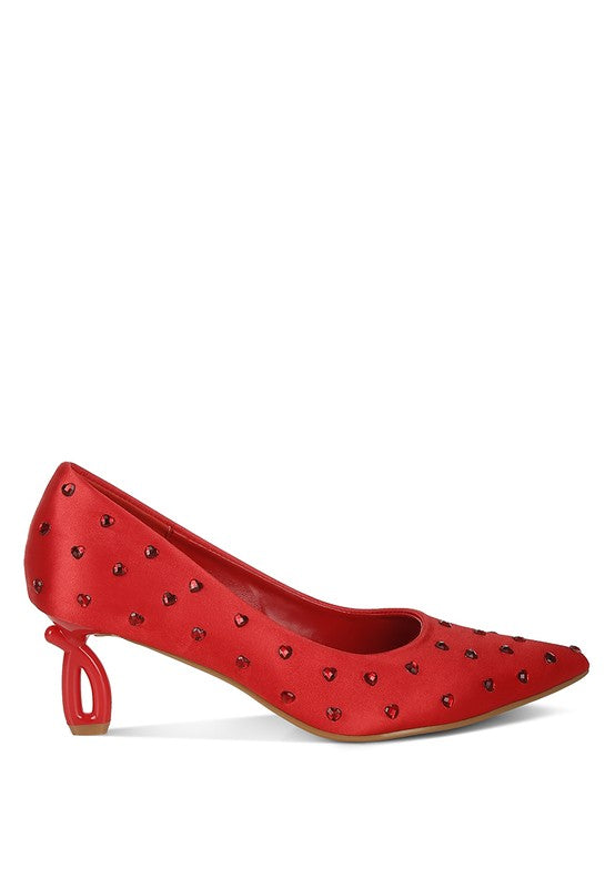 Madhara Heart-Shaped Rhinestones Pumps