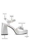 Lofty Metallic Faux Leather Block Heel Sandals