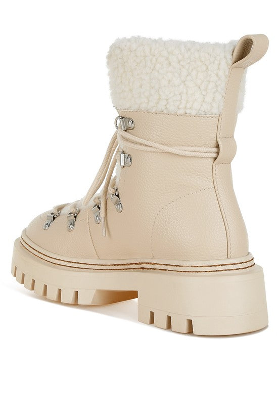 Omul Fleece & Faux Leather Boots