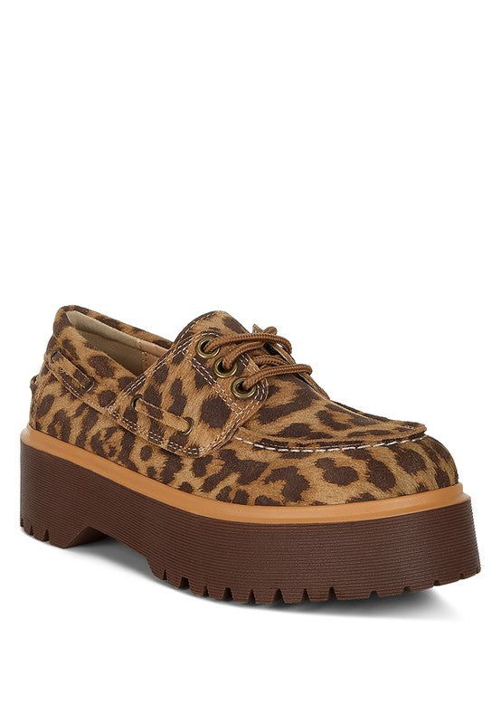 Onglur Leopard Real Suede Leather Oxford Loafers