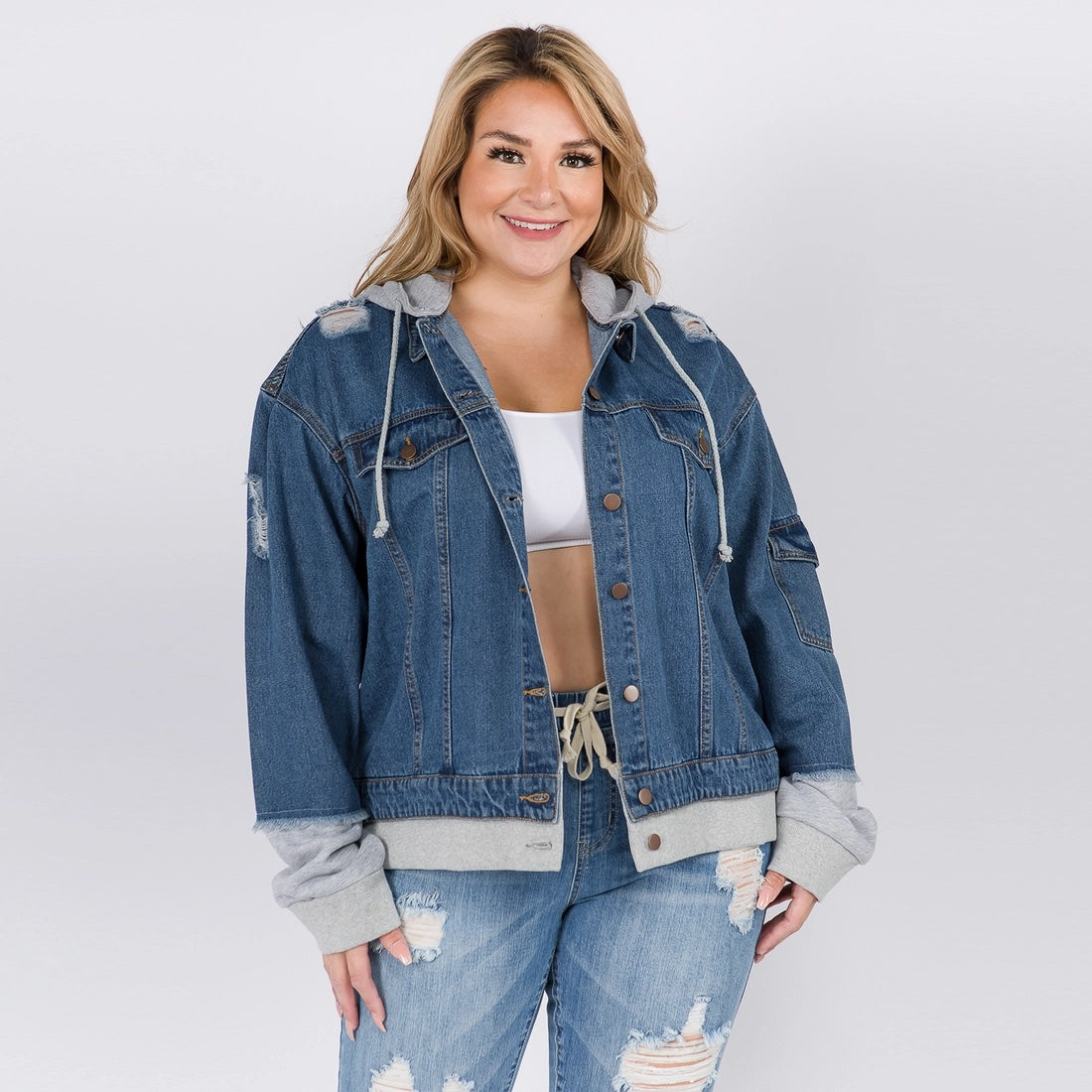 Oversized Denim Jacket w Hoodie